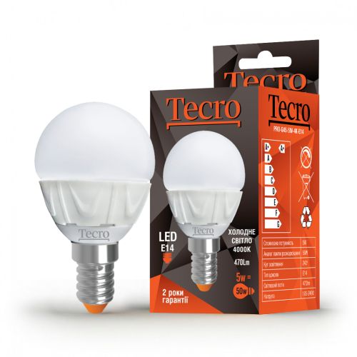 Лампа LED TECRO PRO-G45-5W-4K-E14