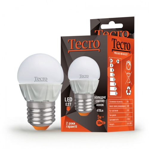 Лампа LED TECRO PRO-G45-5W-4K-E27