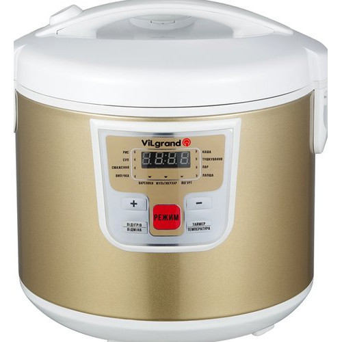Мультиварка VILGRAND VMC115 Gold (5л, 900 Вт, 11 пр, нерж., LED-дисплей)