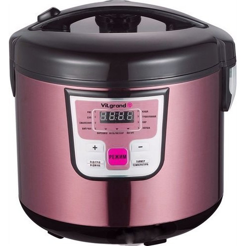 Мультиварка VILGRAND VMC115 Pink (5л, 900 Вт, 11 пр, нерж., LED-дисплей)