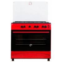 Плита газовая MILANO ML90 G5/01 красная(90*60,5 конфорок, стекл.кр,поджиг, гриль, вертел, подсветка)
