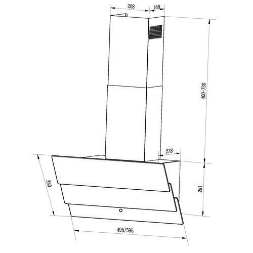 Вытяжка наклонная INTERLINE FLY BL A/60/GL/T
