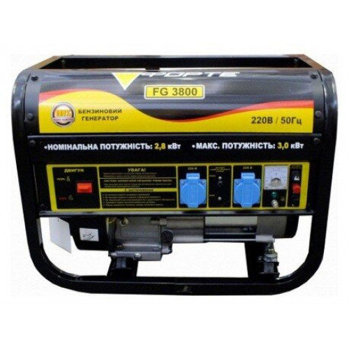 Генератор бензиновый FORTE FG3800 (3000Вт,15л,50кг, 550гр/кВт*час, 4-такт двиг)