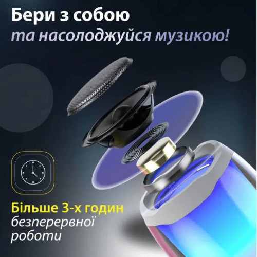 Акустическая система Pulse 4 mini BT/TF/FM/TWS/AUX/USB с подсветкой 5 Вт Белая